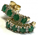 9ct Gold Emerald and Diamond Drop Earrings