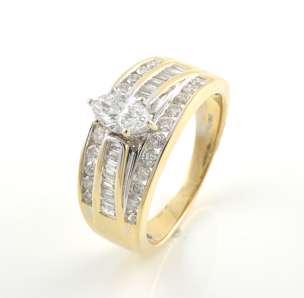 14ct gold marquise diamond ring