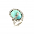 14ct White Gold Turquoise and Diamond Ring 