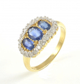 9ct Gold Sapphire and Diamond Triple Cluster Ring
