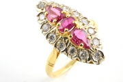 18ct Gold Ruby and Diamond Marquise Cluster Ring